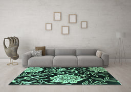 Machine Washable Abstract Turquoise Contemporary Area Rugs in a Living Room,, wshcon502turq
