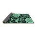 Sideview of Abstract Turquoise Contemporary Rug, con502turq