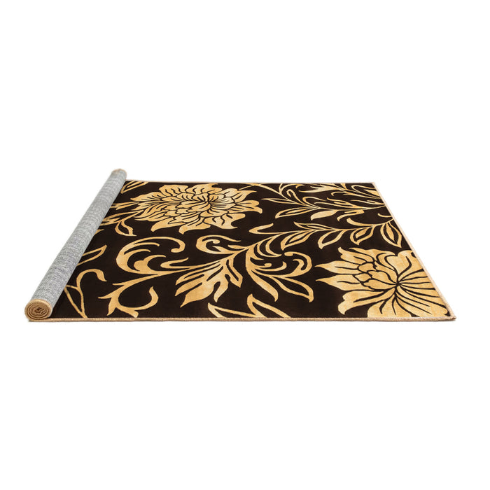 Sideview of Machine Washable Abstract Brown Contemporary Rug, wshcon502brn