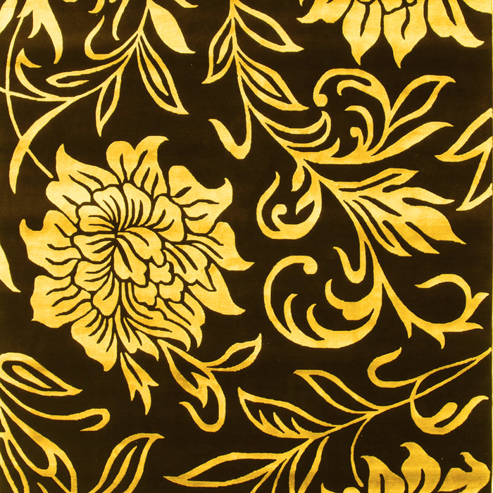 Machine Washable Abstract Yellow Contemporary Rug, wshcon502yw