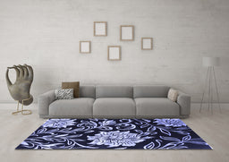 Machine Washable Abstract Blue Contemporary Rug in a Living Room, wshcon502blu