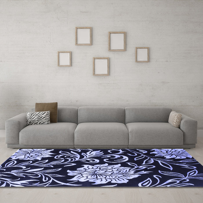 Machine Washable Abstract Blue Contemporary Rug in a Living Room, wshcon502blu