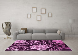 Machine Washable Abstract Pink Contemporary Rug in a Living Room, wshcon502pnk