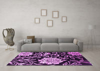 Machine Washable Abstract Purple Contemporary Rug, wshcon502pur
