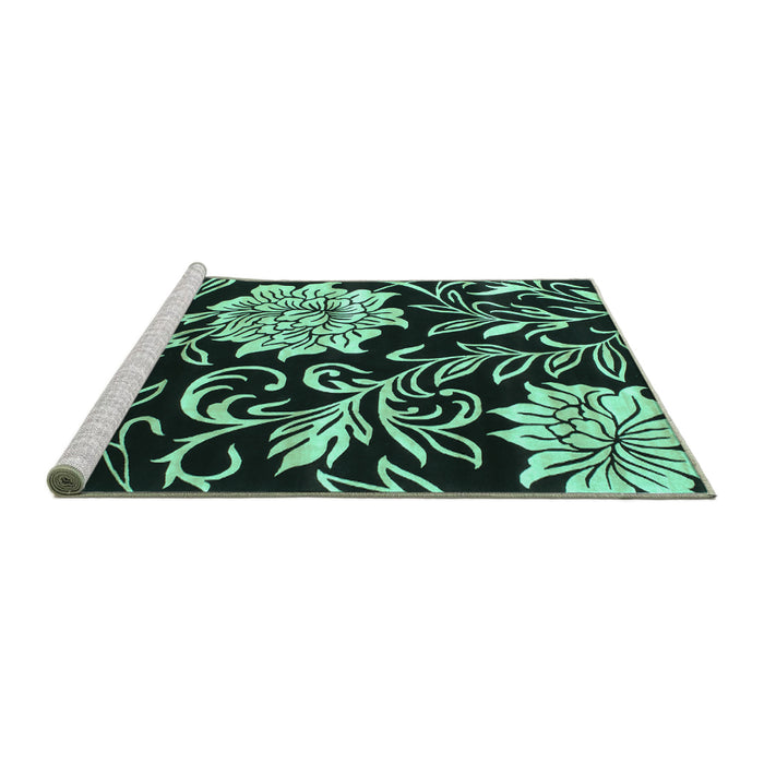 Sideview of Machine Washable Abstract Turquoise Contemporary Area Rugs, wshcon502turq