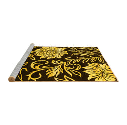 Sideview of Machine Washable Abstract Yellow Contemporary Rug, wshcon502yw