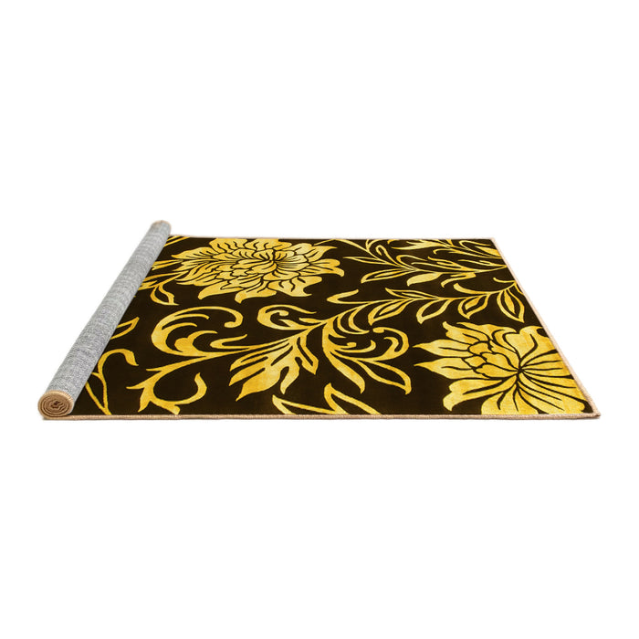 Sideview of Machine Washable Abstract Yellow Contemporary Rug, wshcon502yw