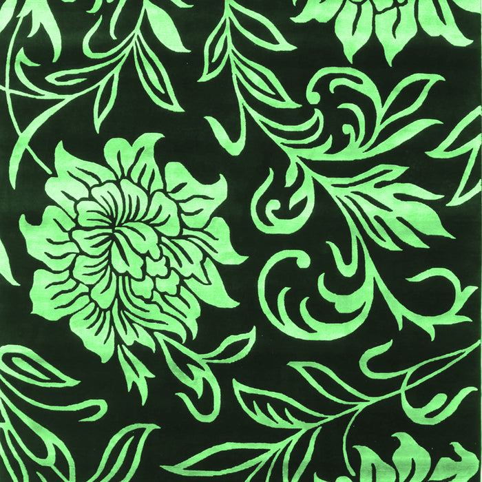 Machine Washable Abstract Emerald Green Contemporary Area Rugs, wshcon502emgrn