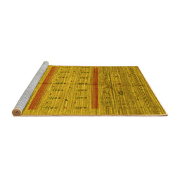 Sideview of Machine Washable Abstract Yellow Contemporary Rug, wshcon503yw