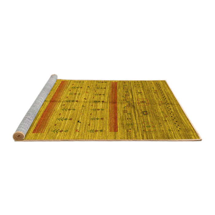 Sideview of Machine Washable Abstract Yellow Contemporary Rug, wshcon503yw