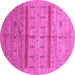 Round Abstract Pink Contemporary Rug, con503pnk