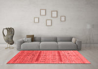 Machine Washable Abstract Red Contemporary Rug, wshcon503red