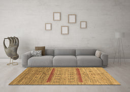 Machine Washable Abstract Brown Contemporary Rug in a Living Room,, wshcon503brn
