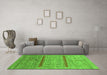 Machine Washable Abstract Green Contemporary Area Rugs in a Living Room,, wshcon503grn