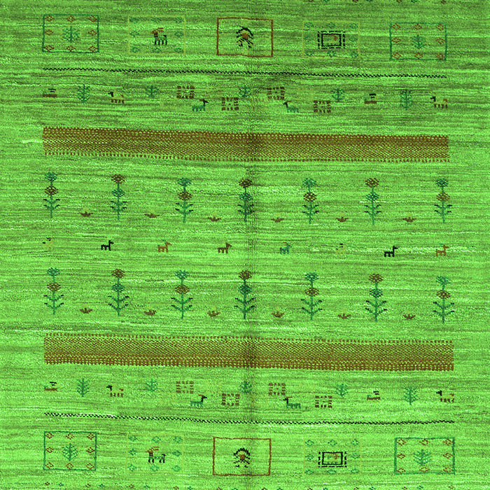 Serging Thickness of Machine Washable Abstract Green Contemporary Area Rugs, wshcon503grn