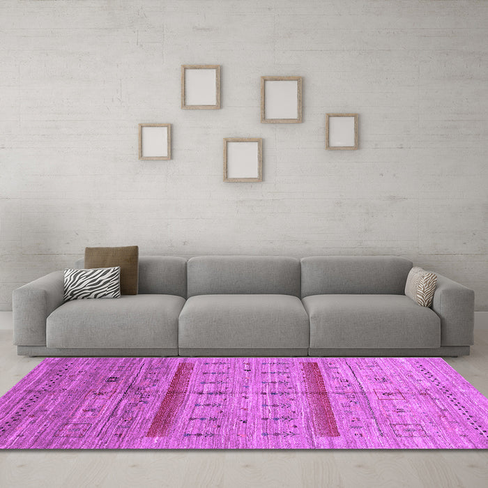 Machine Washable Abstract Purple Contemporary Area Rugs in a Living Room, wshcon503pur