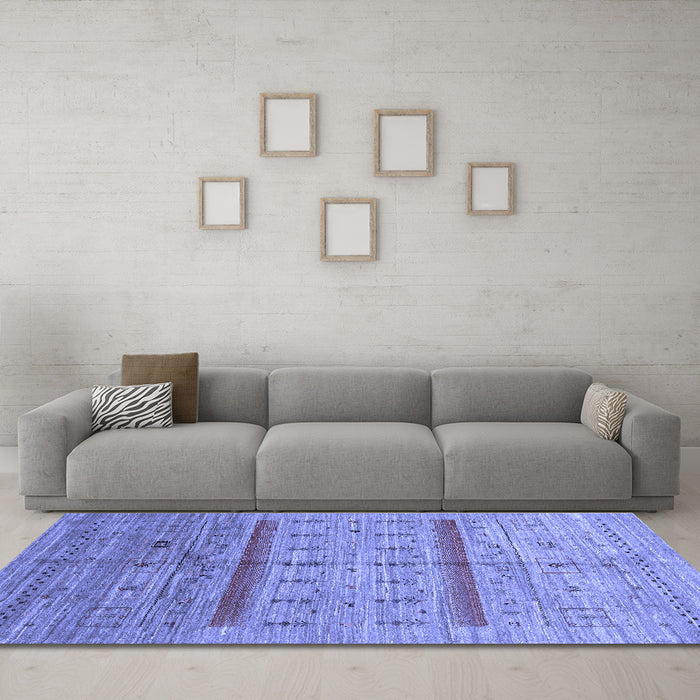 Machine Washable Abstract Blue Contemporary Rug in a Living Room, wshcon503blu