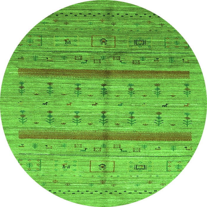 Square Abstract Green Contemporary Rug, con503grn