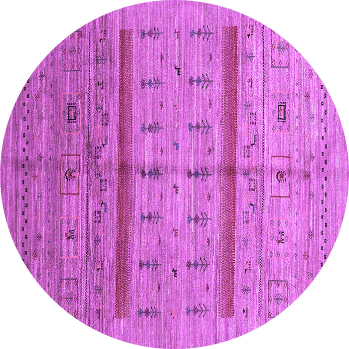 Round Machine Washable Abstract Purple Contemporary Area Rugs, wshcon503pur