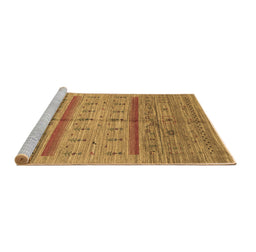 Sideview of Machine Washable Abstract Brown Contemporary Rug, wshcon503brn