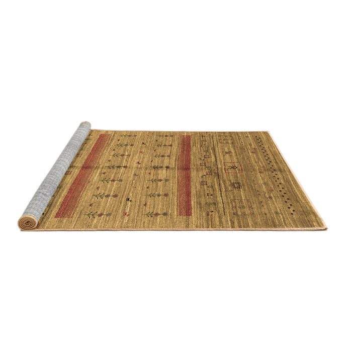 Sideview of Machine Washable Abstract Brown Contemporary Rug, wshcon503brn