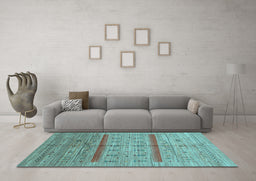 Machine Washable Abstract Light Blue Contemporary Rug in a Living Room, wshcon503lblu