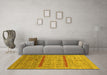 Machine Washable Abstract Yellow Contemporary Rug in a Living Room, wshcon503yw