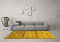 Machine Washable Abstract Yellow Contemporary Rug, wshcon503yw