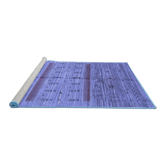 Sideview of Machine Washable Abstract Blue Contemporary Rug, wshcon503blu