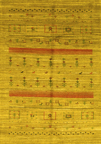 Abstract Yellow Contemporary Rug, con503yw