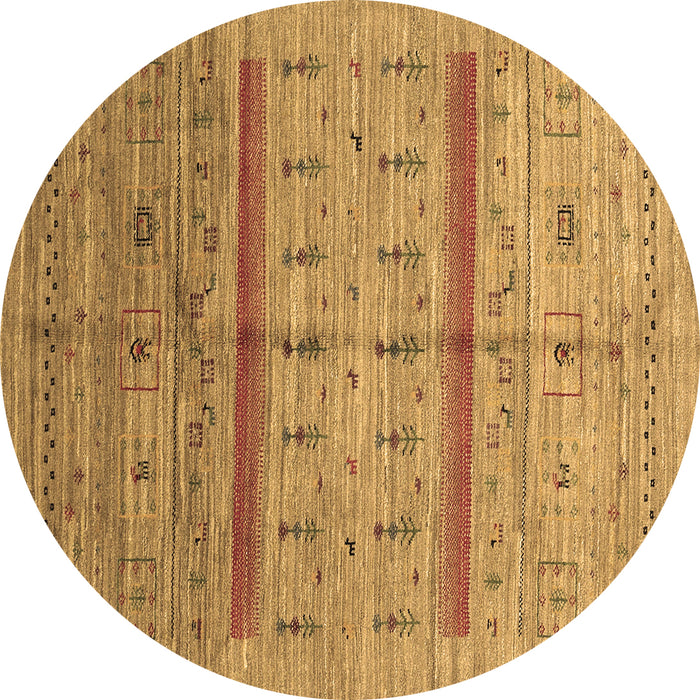 Round Machine Washable Abstract Brown Contemporary Rug, wshcon503brn