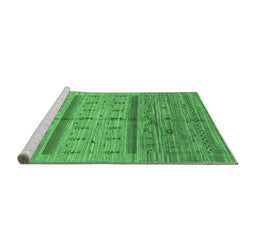 Sideview of Machine Washable Abstract Emerald Green Contemporary Area Rugs, wshcon503emgrn