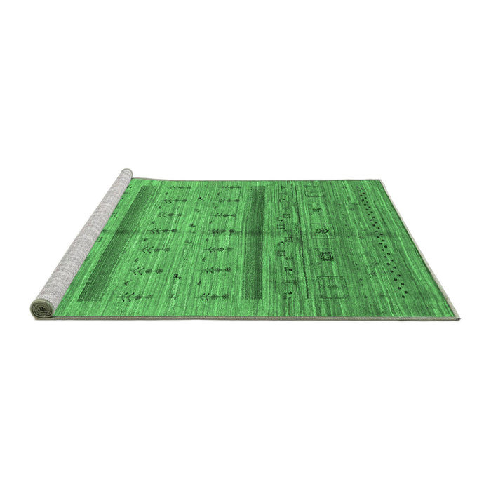 Sideview of Machine Washable Abstract Emerald Green Contemporary Area Rugs, wshcon503emgrn