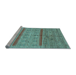 Sideview of Machine Washable Abstract Light Blue Contemporary Rug, wshcon503lblu