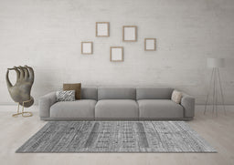 Machine Washable Abstract Gray Contemporary Rug in a Living Room,, wshcon503gry