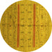 Round Abstract Yellow Contemporary Rug, con503yw