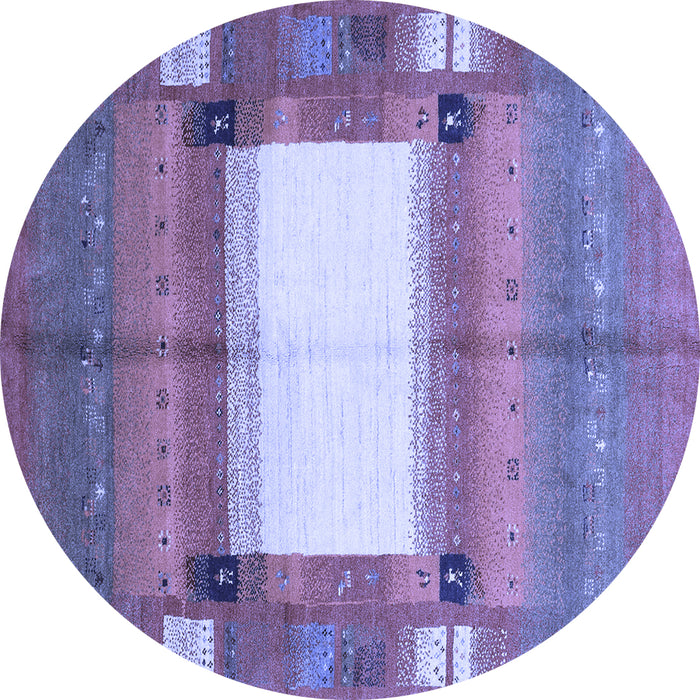 Round Machine Washable Abstract Blue Contemporary Rug, wshcon504blu