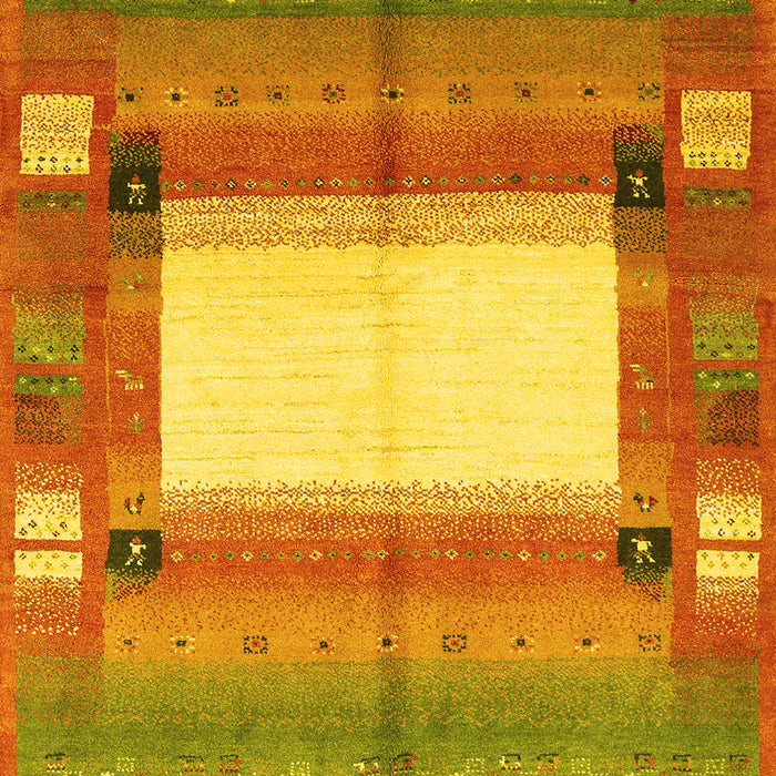 Machine Washable Abstract Yellow Contemporary Rug, wshcon504yw