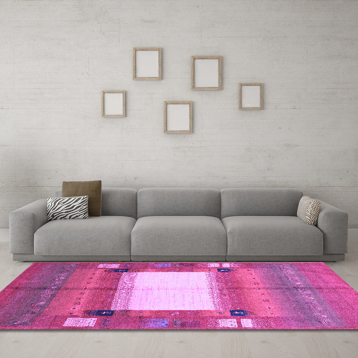 Machine Washable Abstract Purple Contemporary Area Rugs in a Living Room, wshcon504pur