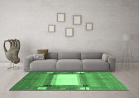 Machine Washable Abstract Emerald Green Contemporary Rug, wshcon504emgrn