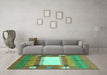 Machine Washable Abstract Turquoise Contemporary Area Rugs in a Living Room,, wshcon504turq