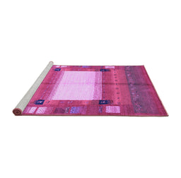 Sideview of Machine Washable Abstract Purple Contemporary Area Rugs, wshcon504pur
