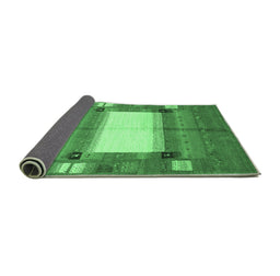 Sideview of Abstract Emerald Green Contemporary Rug, con504emgrn