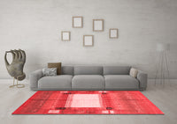 Machine Washable Abstract Red Contemporary Rug, wshcon504red