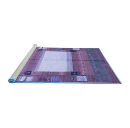 Sideview of Machine Washable Abstract Blue Contemporary Rug, wshcon504blu