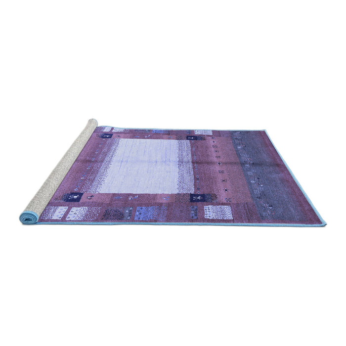 Sideview of Machine Washable Abstract Blue Contemporary Rug, wshcon504blu