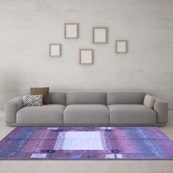 Machine Washable Abstract Blue Contemporary Rug in a Living Room, wshcon504blu
