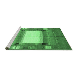 Sideview of Machine Washable Abstract Emerald Green Contemporary Area Rugs, wshcon504emgrn