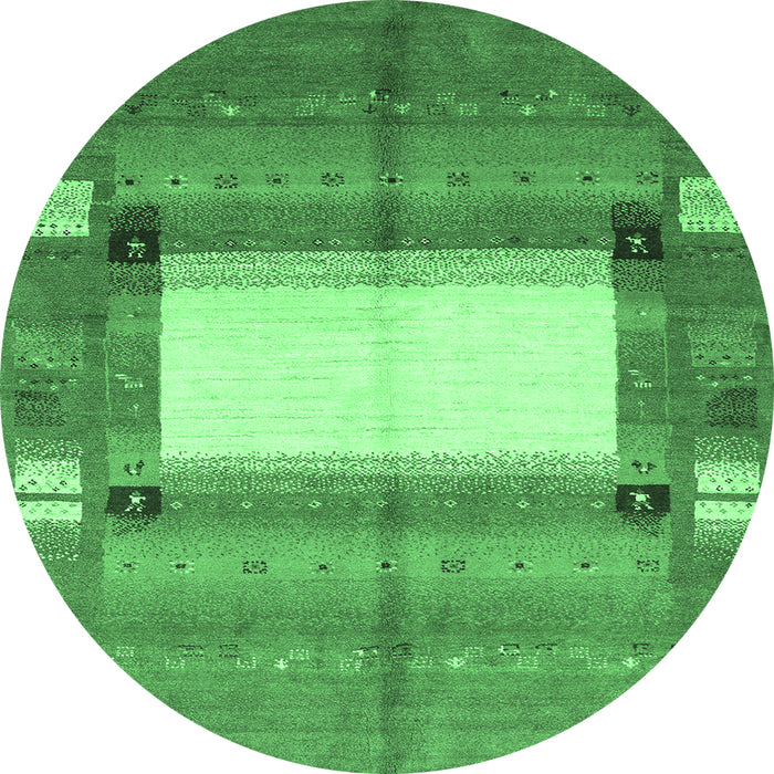 Round Abstract Emerald Green Contemporary Rug, con504emgrn