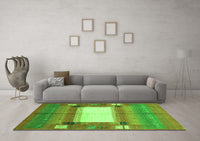 Machine Washable Abstract Green Contemporary Rug, wshcon504grn